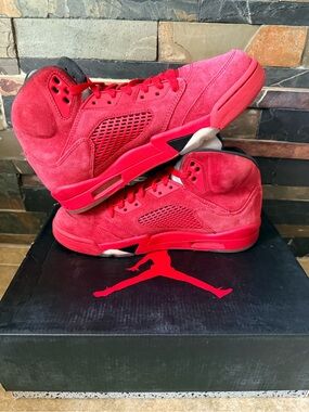 Jordan 5 Red Suede Size 9.5 Great Condition Original Box Men’s FAST SHIPPING